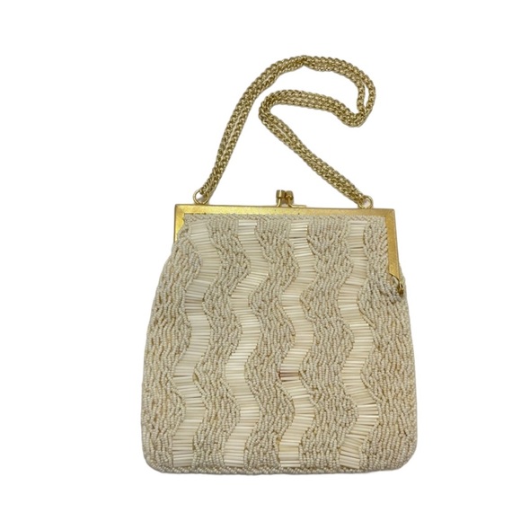 Vintage Hand Beaded Bag Ivory/Gold - Picture 11 of 14